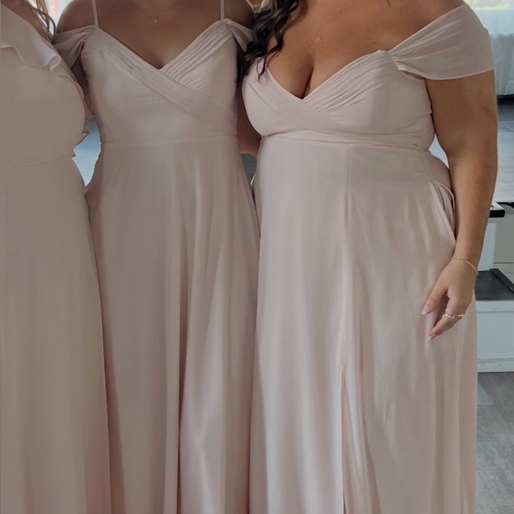 Birdy Grey Spence Convertible Dress Pale Blush Bridesmaid Formal Large